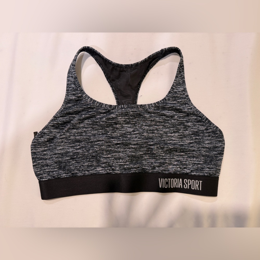 PINK Victoria's Secret Black and Gray Sports Bra